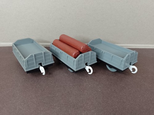 Three log cars - three,